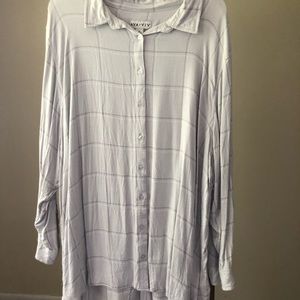 AVA VIV 4X 100% Nylon “flannel” look gray window pane long sleeve shirt